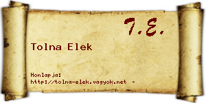 Tolna Elek névjegykártya
